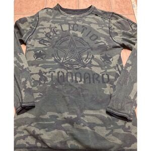 Affliction‎ Reversible Shirt Biker Grunge Thermal Live Fast Camo Black Sz Large